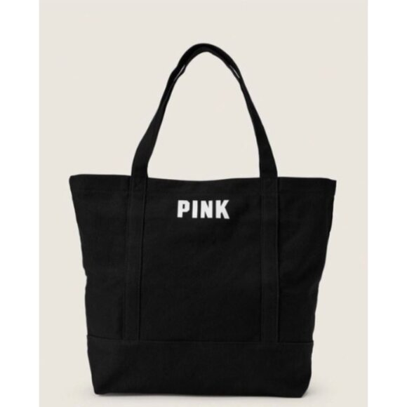 Victoria's Secret Handbags - Victoria's Secret PINK Canvas Tote Bag Pure Black 18 W x 14 L x 5.5 D NWT